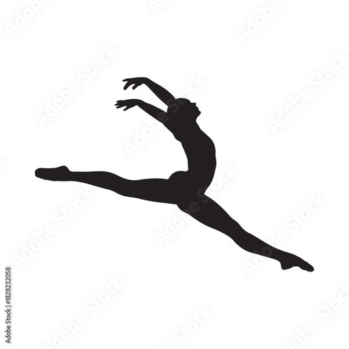 Graceful silhouette of a dancer in mid leap