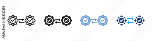 Process icon set multiple style collection