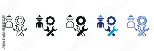 Engineering Icon Set Consisting of Multiple Styles Vector Illustration
