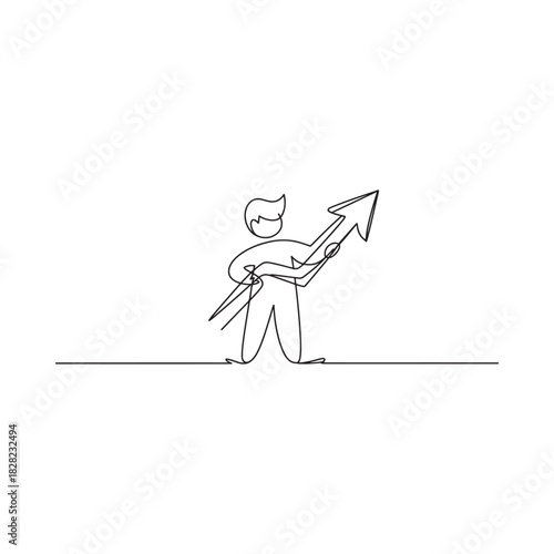 Person holding an upward trending arrow sketch