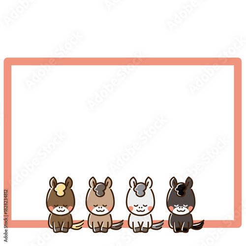 正座で挨拶する馬カルテットとフレーム