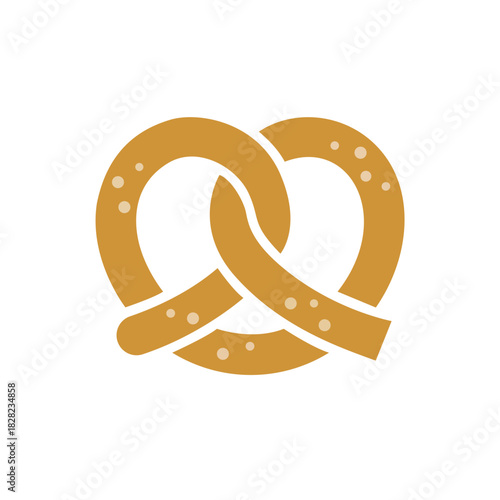 Classic salted pretzel icon in a simple, traditional knotted shape, a delicious baked snack flat vector design.