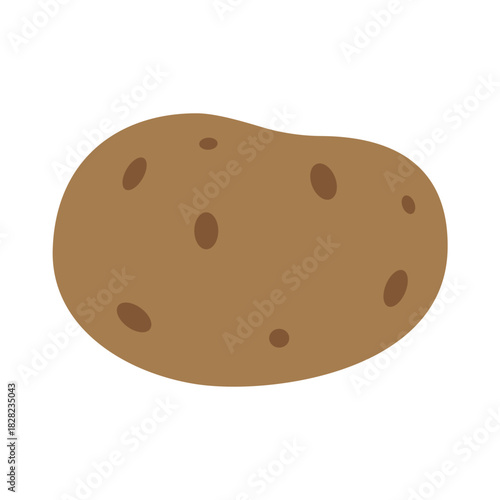 Whole brown russet potato with eyes, a common root vegetable and staple food flat vector illustration.