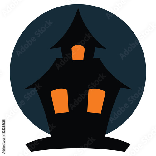 Scary haunted house during Halloween night vector color drawing spooky illustration