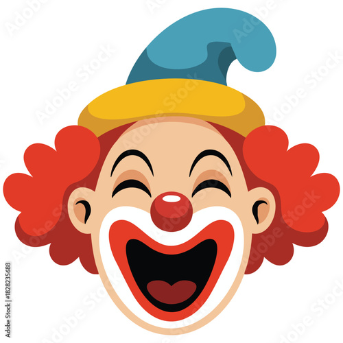 Amusement park clown character isolated vector illustration on white background