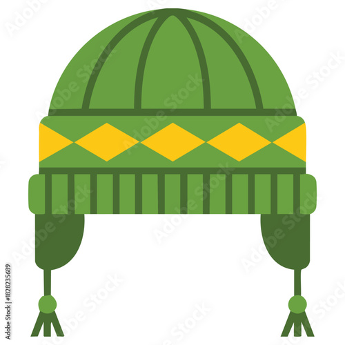 Warm winter hat with pom pom isolated vector illustration on white background