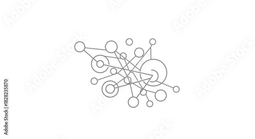 Abstract geometric network of interconnected circles and lines forming a complex structure.