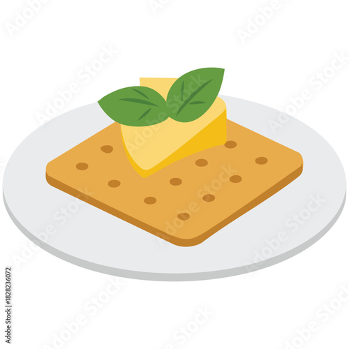 Cracker biscuit on plate for pastry food concept vector illustration snack