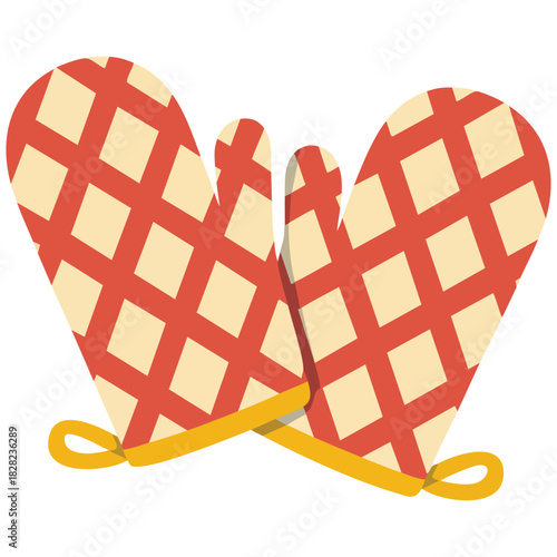 Cooking glove or oven mitt vector icon illustration baking hand protection