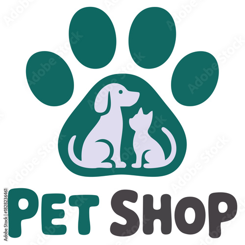 Animal pet store logo with dog cat icon vector emblem design