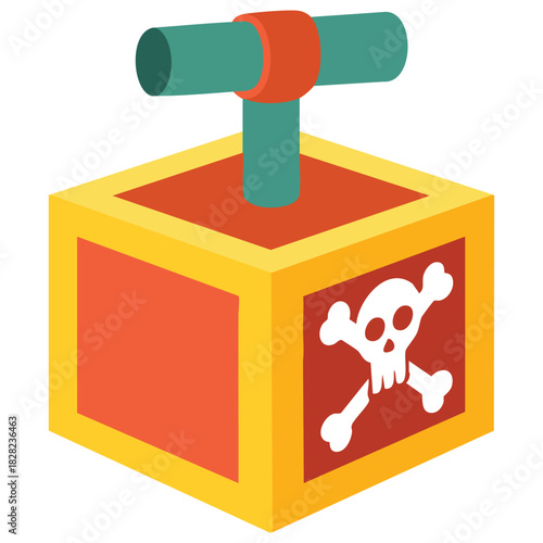 Explosive TNT detonator box isolated vector illustration danger