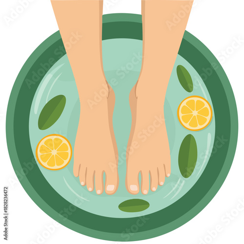 Relaxation foot bath icon cartoon vector illustration for web design