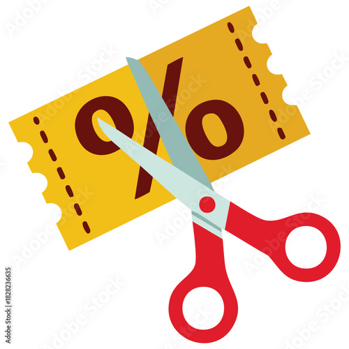 Scissors cutting discount card price reduction symbol vector