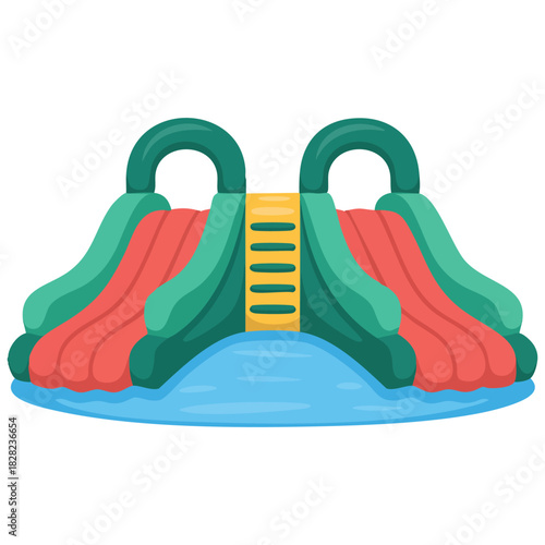 Thrilling inflatable double water slide summer amusement park