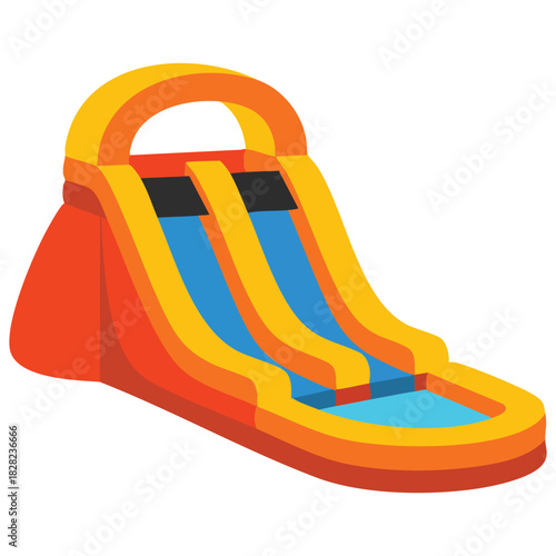 Colorful inflatable double water slide summer fun amusement park