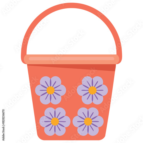 Vibrant floral pail with mixed flowers gardening decoration