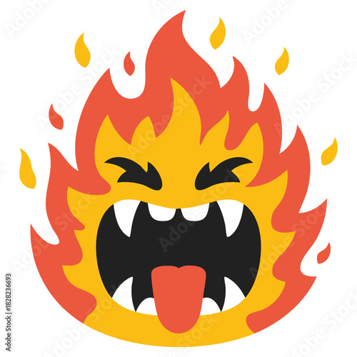 Funny fire flame character mascot with angry gesture cartoon