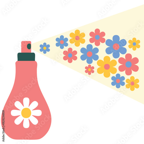 Floral scent air freshener spray bottle vector icon