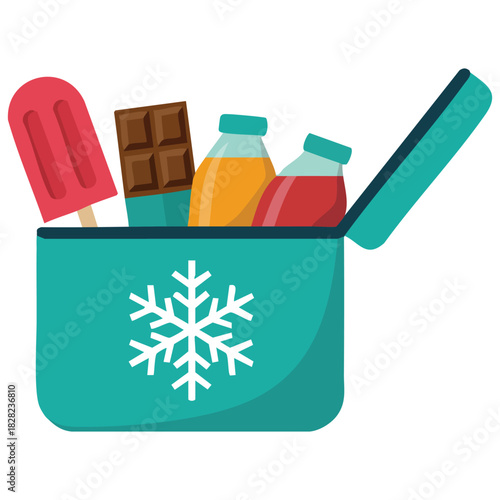 Portable bag cooler with ice cream drinks vector