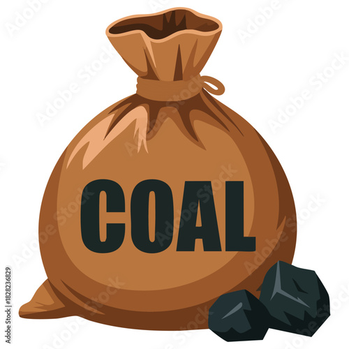 Coal bag isolated vector illustration on white background