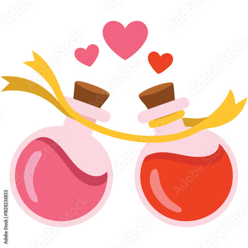 Valentine day potion bottles set cute holiday containers