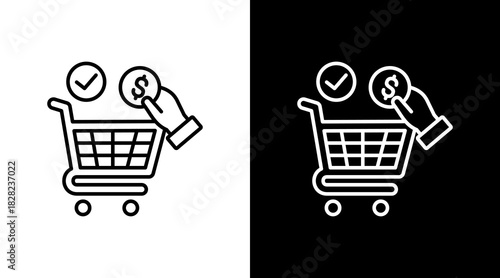 Cart Checkout White Icon Set Design
