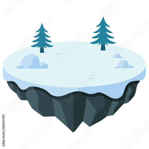 Whimsical floating island covered with vibrant greenery isolated vector illustration on white background