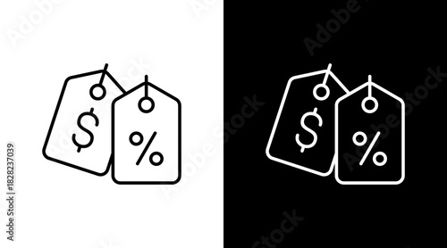 Discount Tag White Icon Set Design