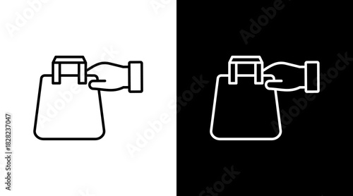 Shopping Bag White Icon Set Design