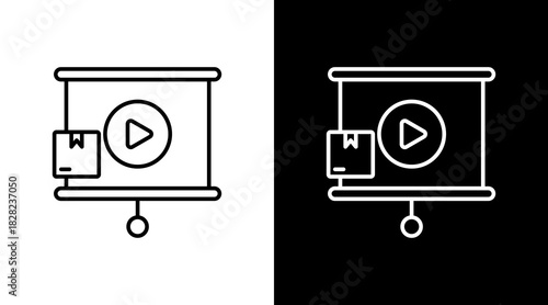 Product Video White Icon Set Design