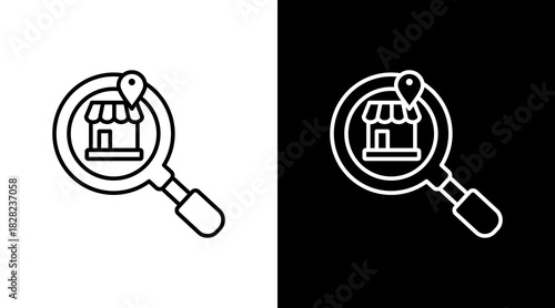 Shop Location White Icon Set Design