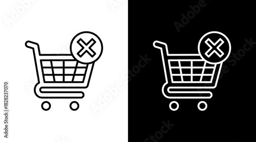 Cart Empty White Icon Set Design