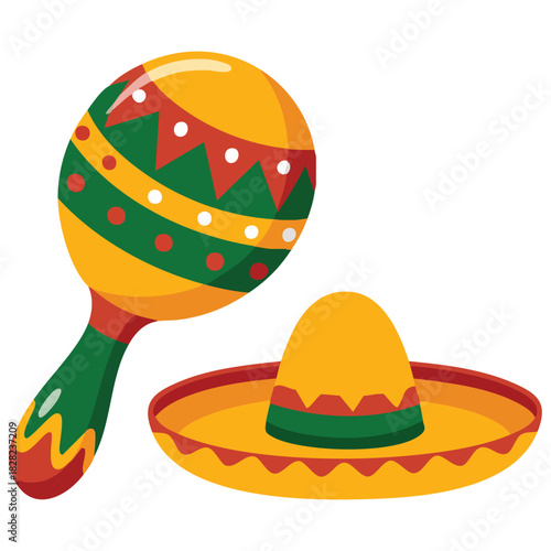 Traditional mexican maracas instrument for cultural design isolated vector illustration on white background