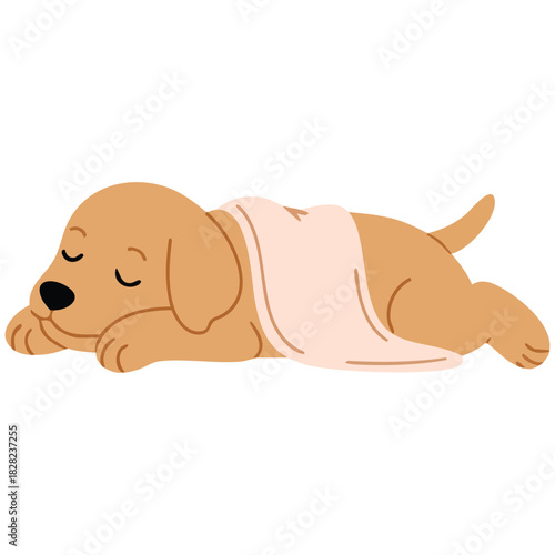Dog napping on comfortable cushion resting spot isolated vector illustration on white background