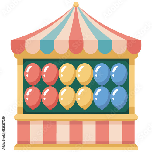 Amusement park carnival shooting game with targets and balloons isolated vector illustration on white background