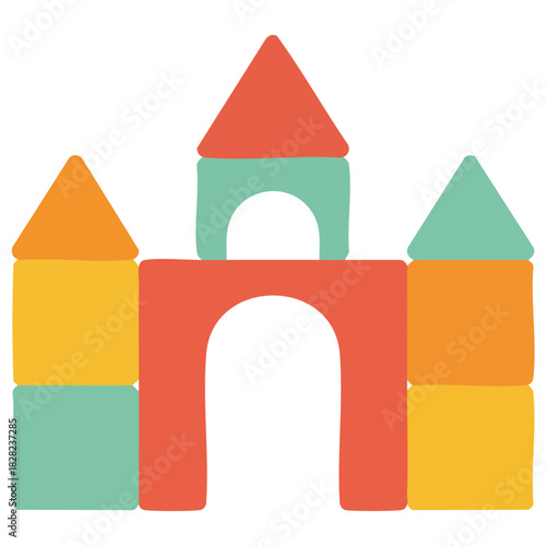 Block castle toy building bricks icon cartoon design isolated vector illustration on white background