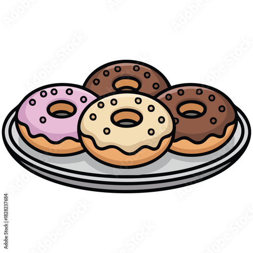 Colorful glazed donuts flat icons vector collection isolated vector illustration on white background