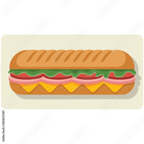 Sandwich with pork roast and mustard cuban dish isolated vector illustration on white background