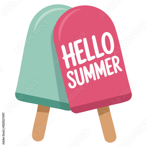 Summer greeting with colorful ice cream assortment isolated vector illustration on white background