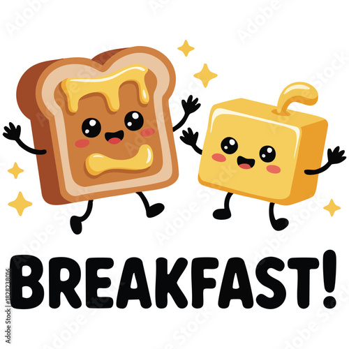 Bread and butter cute mascot vector design illustration isolated vector illustration on white background