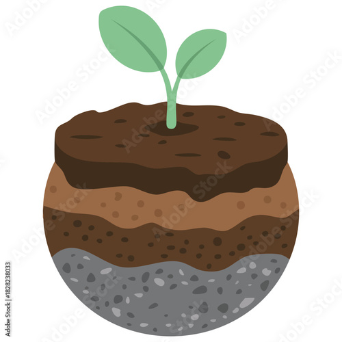 Land section soil layers diagram geology underground isolated vector illustration on white background