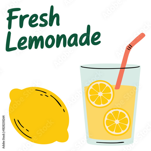 Vintage style fresh lemonade card design with citrus elements isolated vector illustration on white background