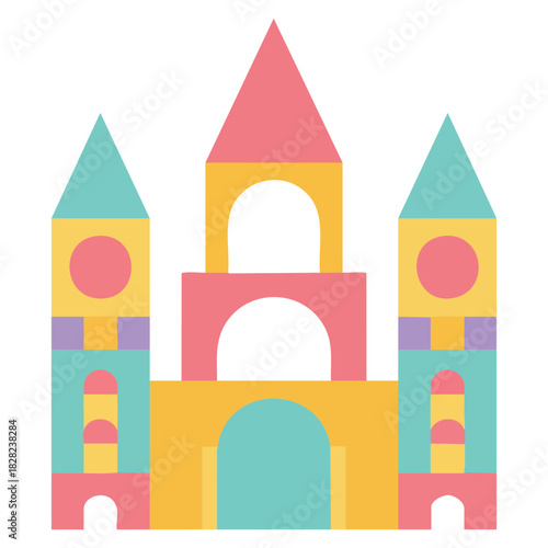 Colorful wooden building blocks for children cube toys stacking game isolated vector illustration