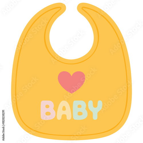 Cute green baby bib with smiling cloud design infant feeding apron isolated vector illustration