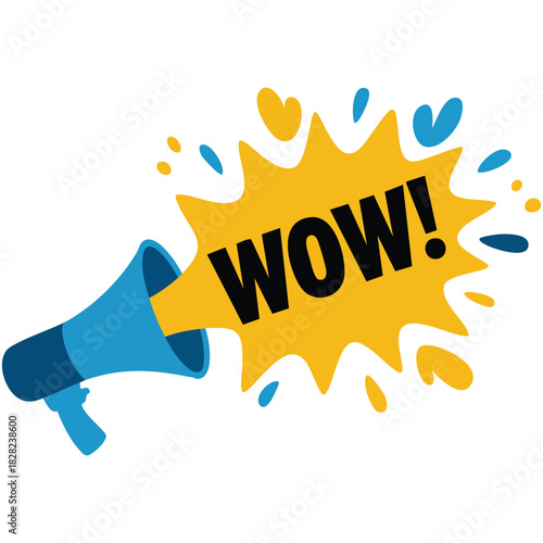 Blank huge round speech bubble with megaphone announcement isolated vector illustration