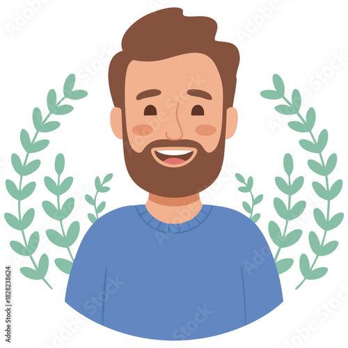 Happy successful man face close up laughing expression isolated vector illustration