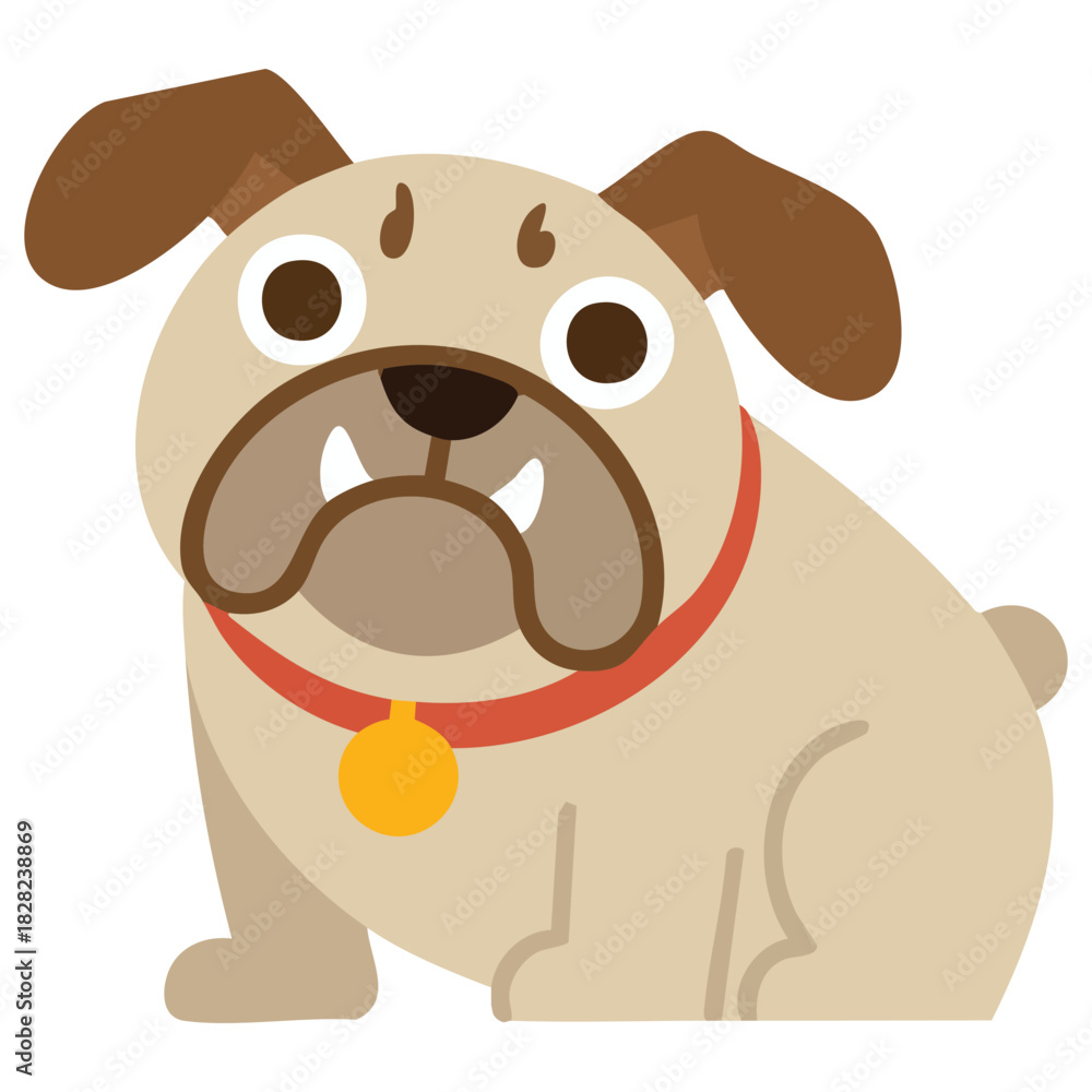 Obraz premium Cute bulldog dog breed cartoon character isolated vector illustration on white background