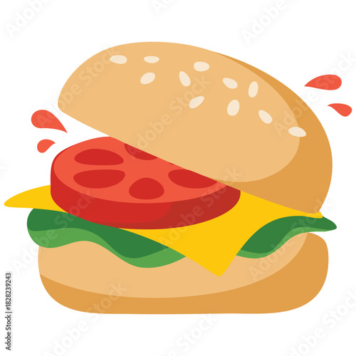 Hand drawn quirky cartoon veggie burger food isolated vector illustration on white