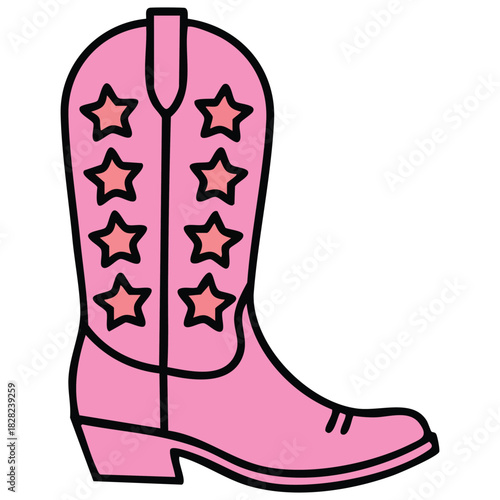 American cowboy boot vintage fashion isolated vector illustration on white background