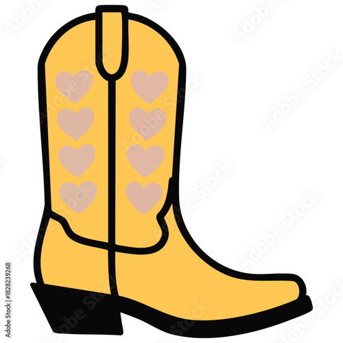 Cowboy boot Western style fashion design isolated vector illustration on white background